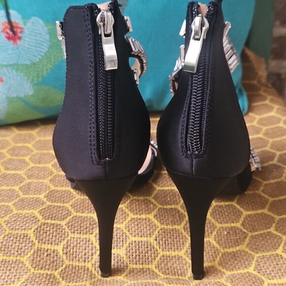 Azalea Wang Black Crystal Rhinestone Stiletto Heels - Picture 5 of 6